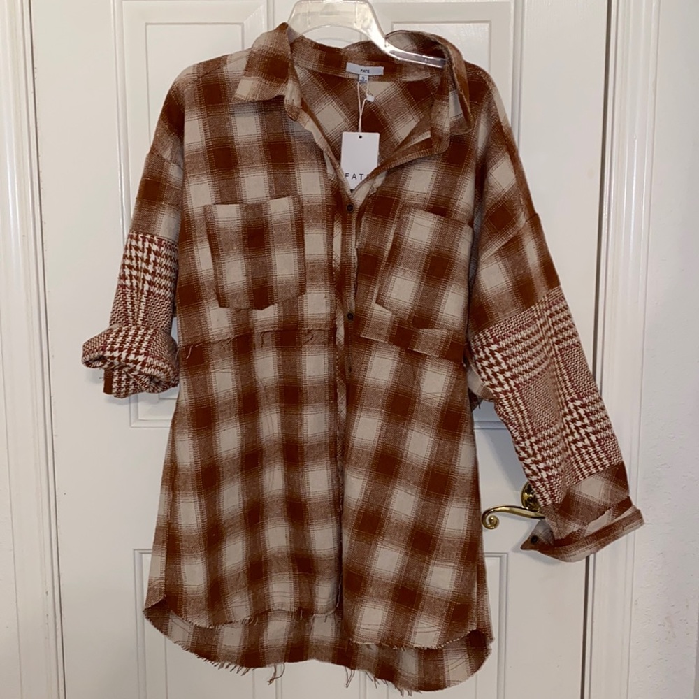 Plaid mini dress, can be a worn as oversized shirt with leggings